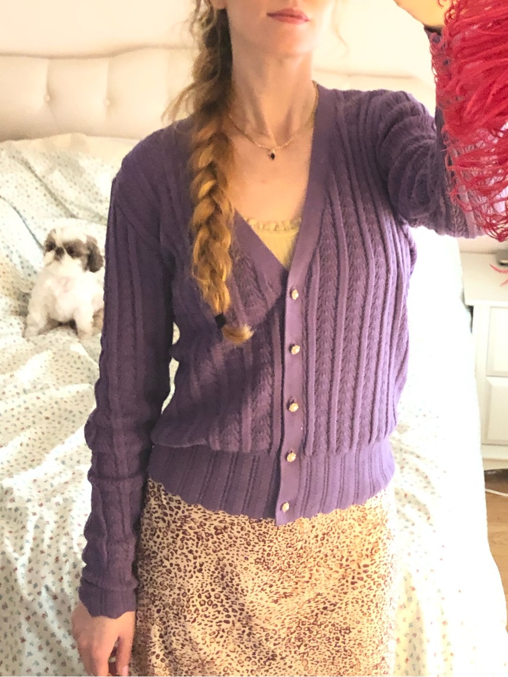 Auguste The Label Purple 100% Cotton Cardigan Sweater, XS